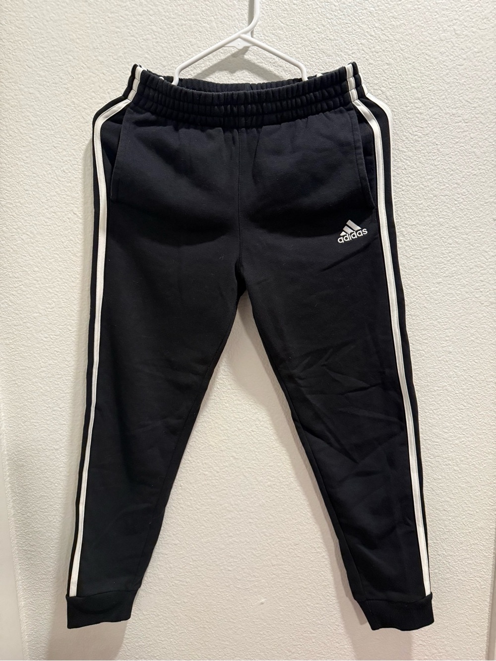 adidas Black Sweat Joggers with White Side Stripes